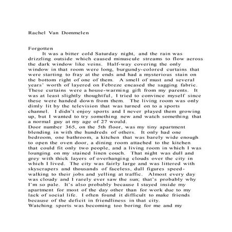 Rachel van dommelen forgottenit was a bitter cold saturday