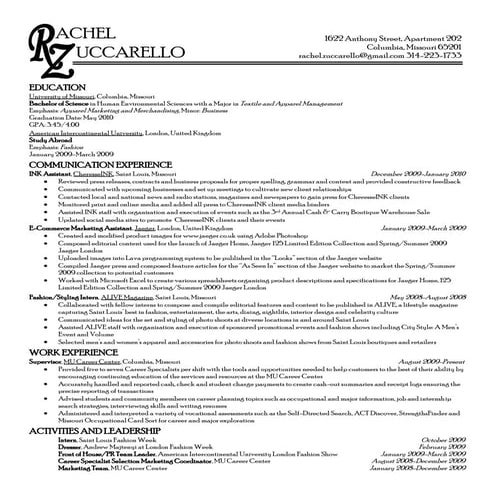 Rachel Zuccarello Resume