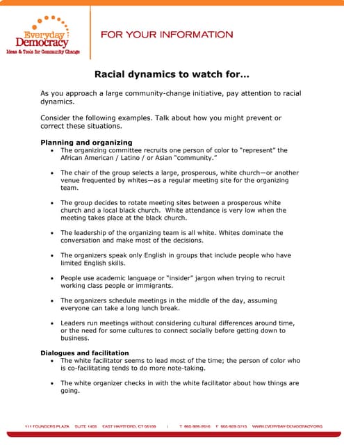 Racial Dynamics to Watch For