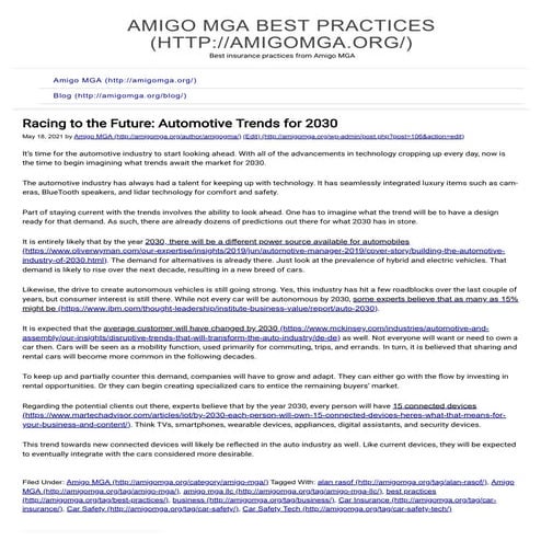 Racing to the Future: Automotive Trends for 2030