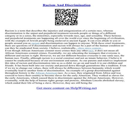 Racism And Discrimination Essay