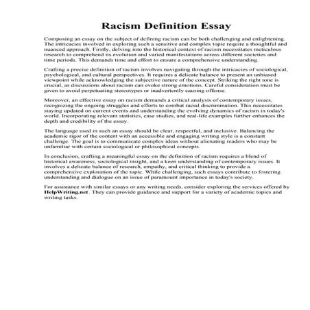Racism Definition Essay.pdfRacism Definition Essay. 001 Argumentative Essay R...