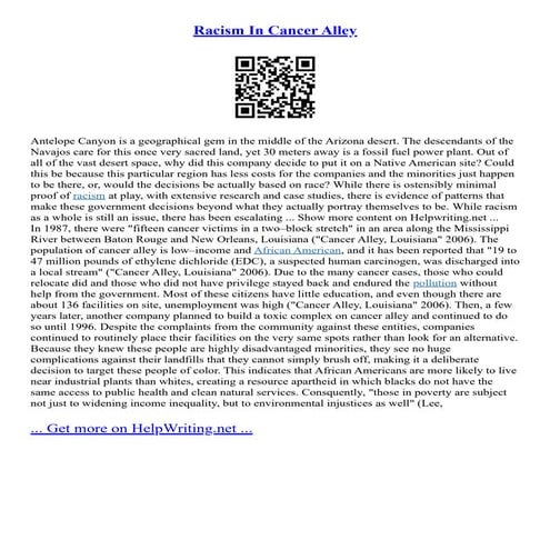 Racism In Cancer Alley