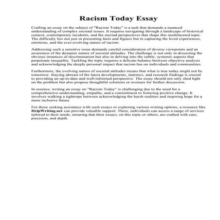Racism Today Essay