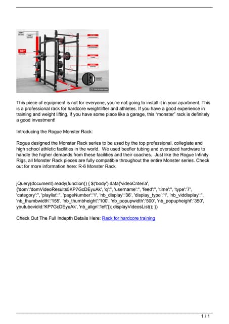 Rack for hardcore training
