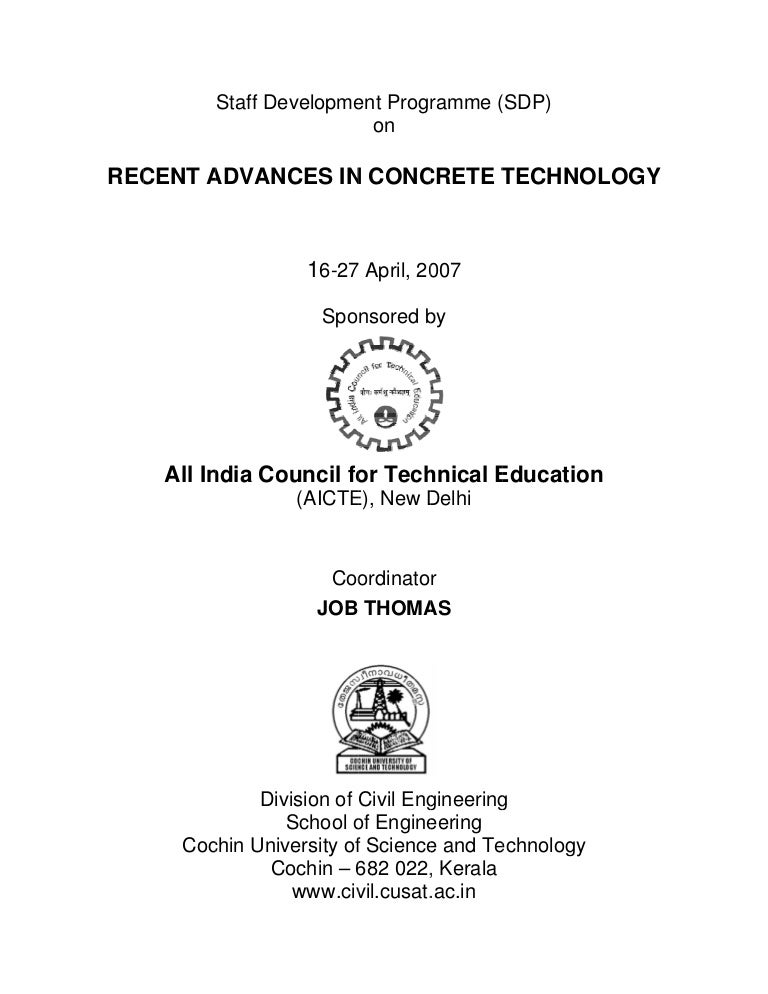Recent Advances in Concrete Technology