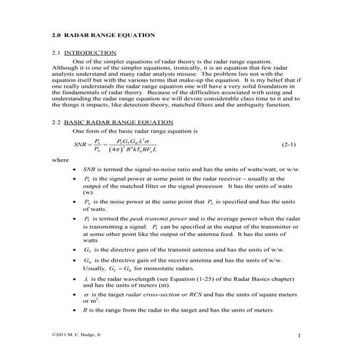 Radar rangeequation(2)2011 | PDF