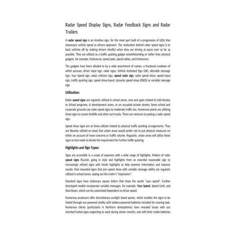 Radar speed display signs | PDF