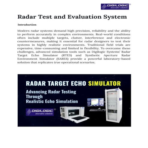 Radar Test and Evaluation System From Digilogic Systems | PDF