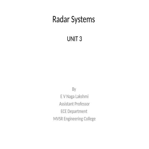 Radar Systems – Unit 3 Full Overview for u