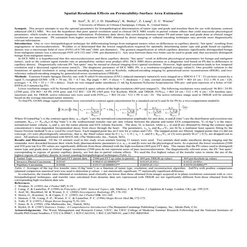 ISMRM 2001 Poster: Identifying Tumor Permeability Heterogeneity with ...