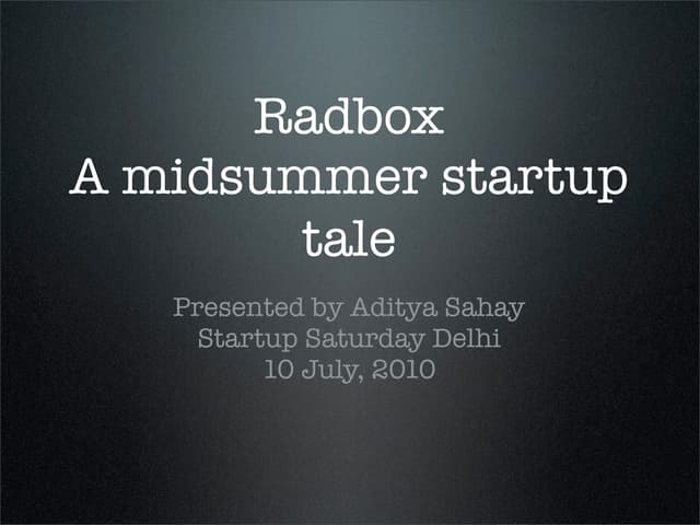 Aditya presents Radbox in SSD