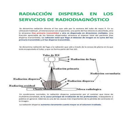 Radiacción dispersa en los servicios de radiodiagnóstico | DOCX