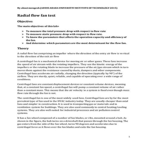 Radial flow fan test