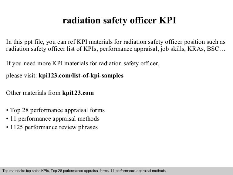 Radiation safety officer kpi