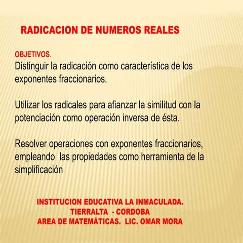 Radicación de numeros reales