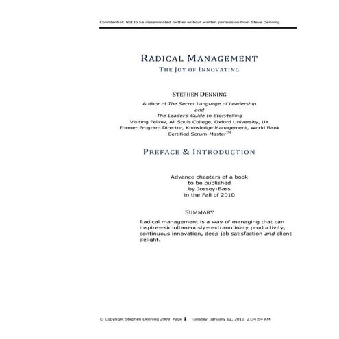 Radical Management Preface Introduction Steve Denning