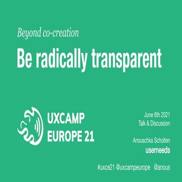 Beyond co-creation, be radically transparent