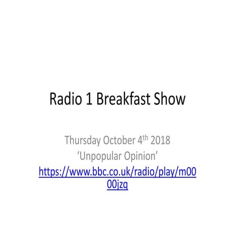 Radio 1 breakfast show case study