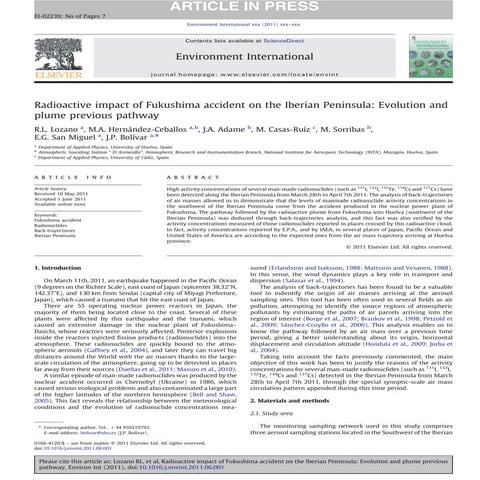 Radioactive impact of fukushima accident on the iberian peninsula: evolution ...