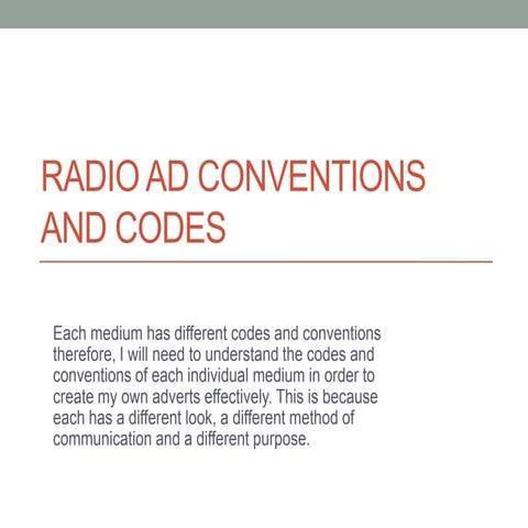 Radio ad conventions and codes
