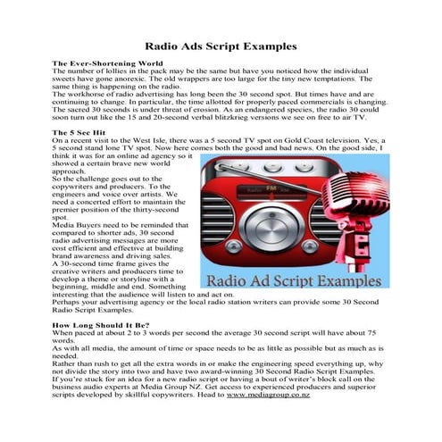 Radio Ads Script Examples