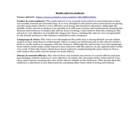 Radio advert script | DOCX
