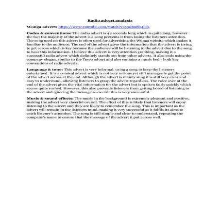 Radio advert script | DOCX