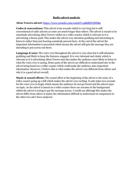 Radio advert script | DOCX