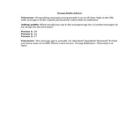 Radio advert – script | DOCX