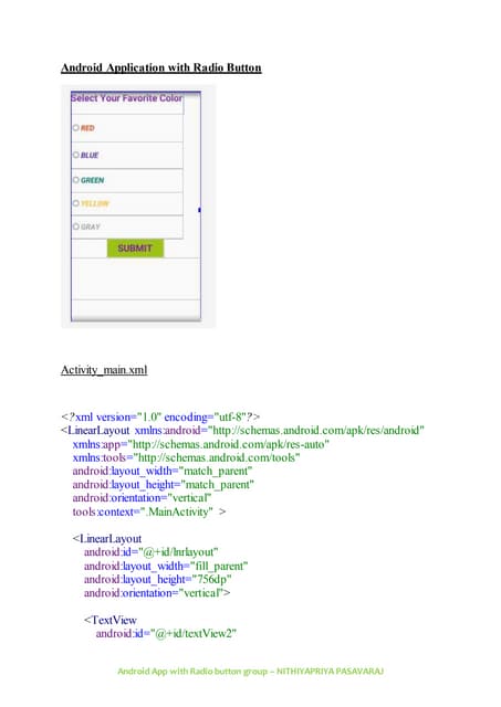 Android LAb - Creating an android app with Radio button