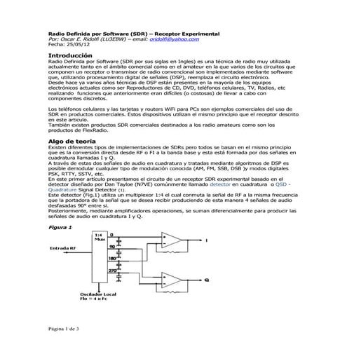 Radio definida por software (sdr)   receptor experimental