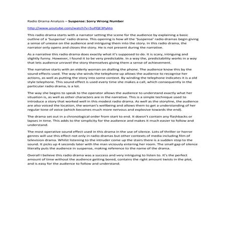 Radio drama analysis