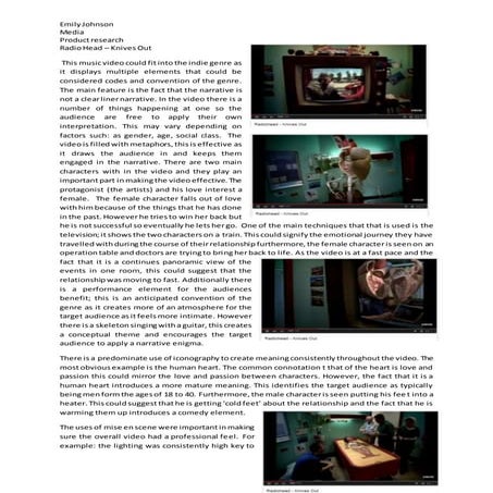 Radio head video anayalsis