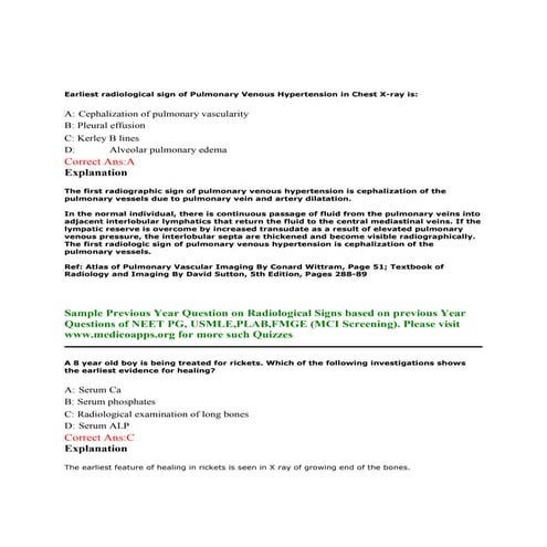 Radiology most important signs sample questions based on neet pg ...