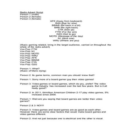 Radio Script - 1st Draft | DOCX