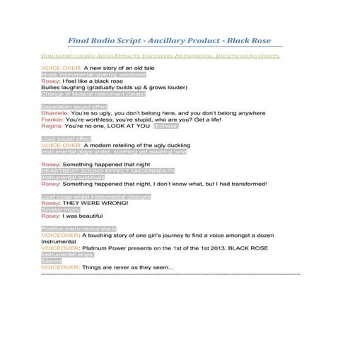 Black Rose - Final Radio Script 