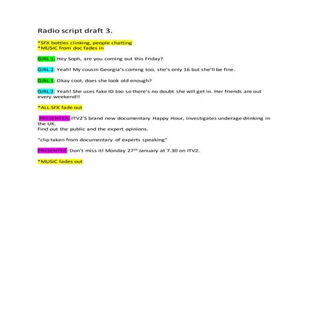 Radio script draft 3 Eva Clarke | DOCX