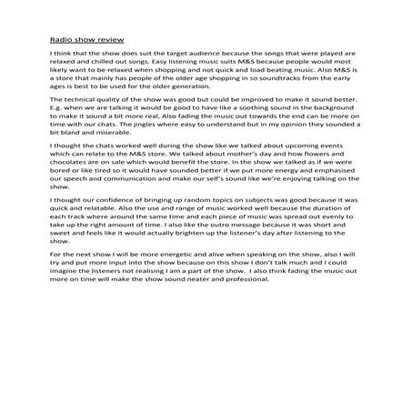 In store radio review | DOC