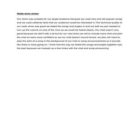 Radio show review | DOCX
