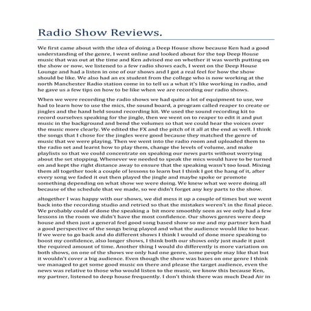Radio programme review | DOCX