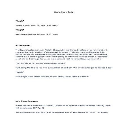 Radio Show Script 