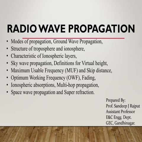 Radio Wave Propagation - Antenna Fundamentals