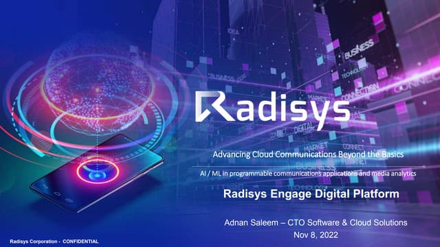 Radisys Information Technology Initiatives 2024 2025 Radisys - Engage Digital - TADSummit Nov 2022 | PPT