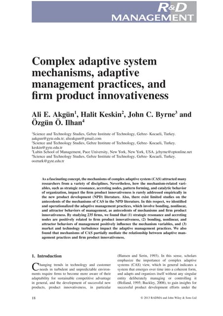 Complex adaptive system mechanisms, adaptive management practices, and firm p...