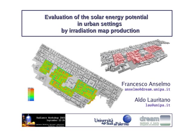 Evaluation of the solar energy potential in urban settings by irradiation map...