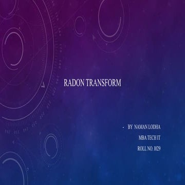 Radon transform(applications)