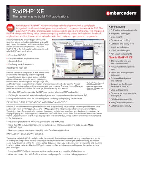 RadPHP XE Datasheet