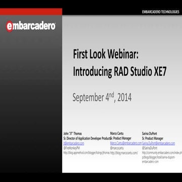 RAD studio XE7 first look webinar