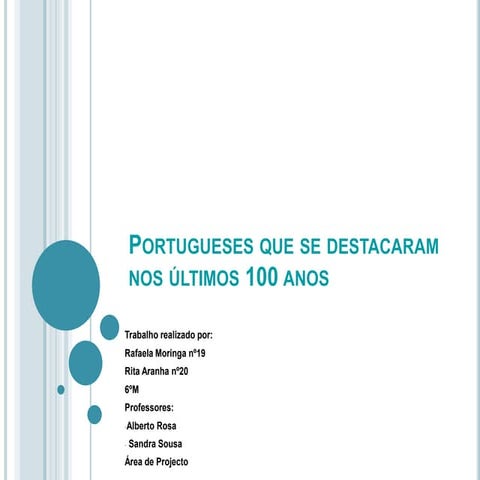 Os Portugueses que se destacaram no Mundo nos últimos 100 Anos